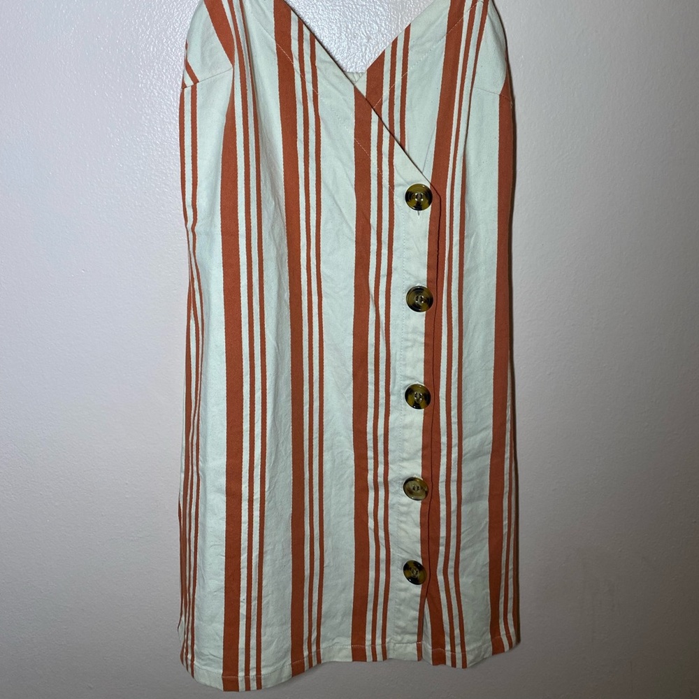 PacSun Orange & White Striped V-Neck Dress